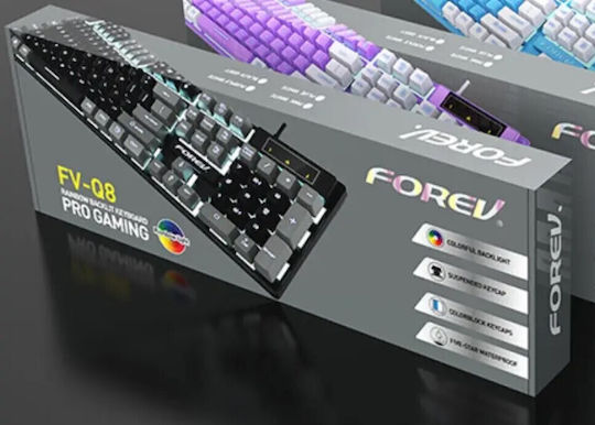 Forev FV-Q8 Gaming Mechanical Keyboard with Membrane Switches and RGB Lighting English US Grey