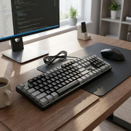 Forev FV-Q8 Gaming Mechanical Keyboard with Membrane Switches and RGB Lighting English US Grey