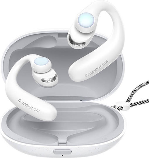 QCY Crossky GTR Open Ear Bluetooth Handsfree Ακουστικά με Αντοχή στον Ιδρώτα και Θήκη Φόρτισης Λευκά