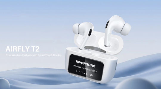 Riversong Airfly T2 In-ear Bluetooth Handsfree Ακουστικά με Αντοχή στον Ιδρώτα και Θήκη Φόρτισης Λευκά