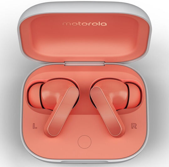 Motorola Moto Buds Bluetooth Handsfree Earphones with Sweat Resistance and Charging Case Coral Peach