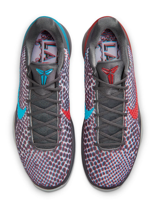 Kobe 6 Protro 3D Ниски Баскетболни Обувки Тъмносив / Хлореносин / Смелочервен