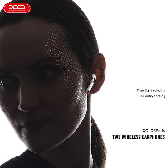 XO Q5 In-ear Bluetooth Handsfree Ακουστικά με Θήκη Φόρτισης Λευκά