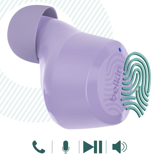 Belkin Soundform Bolt Earbud Bluetooth Handsfree Earphones with Sweat Resistance and Charging Case Lavender