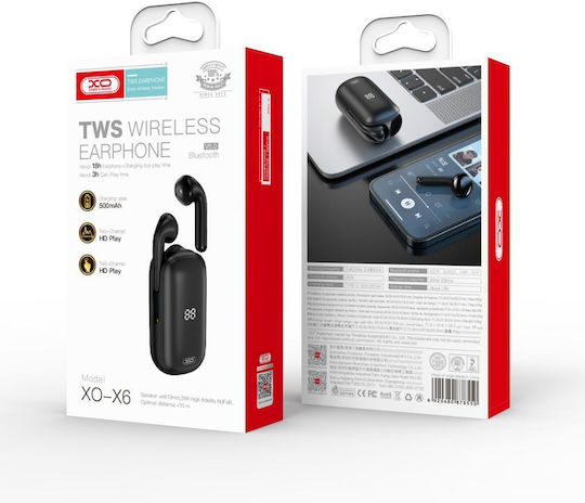 XO X6 Earbud Bluetooth Handsfree Earphones with Charging Case Black