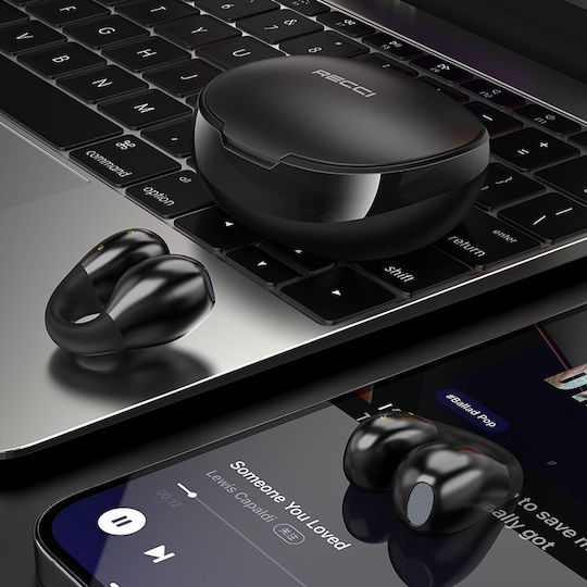 Recci Dynamic In-ear Bluetooth Handsfree Ακουστικά με Θήκη Φόρτισης Μαύρα
