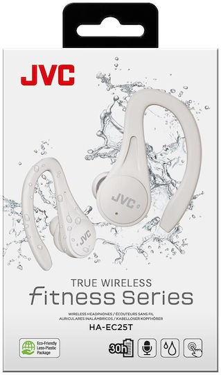 JVC HA-EC25T In-ear Bluetooth Handsfree Ακουστικά με Αντοχή στον Ιδρώτα και Θήκη Φόρτισης Λευκά