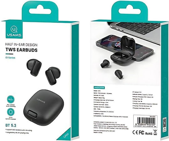 Usams ID25 Earbud Bluetooth хендсфри Слушалки с Кутийка за Зареждане Бял