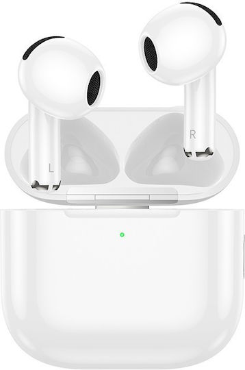 Borofone ΕW64 Earbud Bluetooth Handsfree Ακουστικά με Θήκη Φόρτισης Λευκά