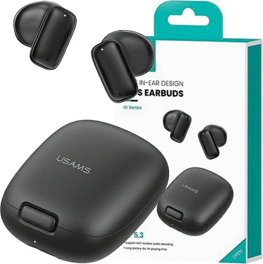 Usams ID25 Earbud Bluetooth Handsfree Ακουστικά με Θήκη Φόρτισης Μαύρα