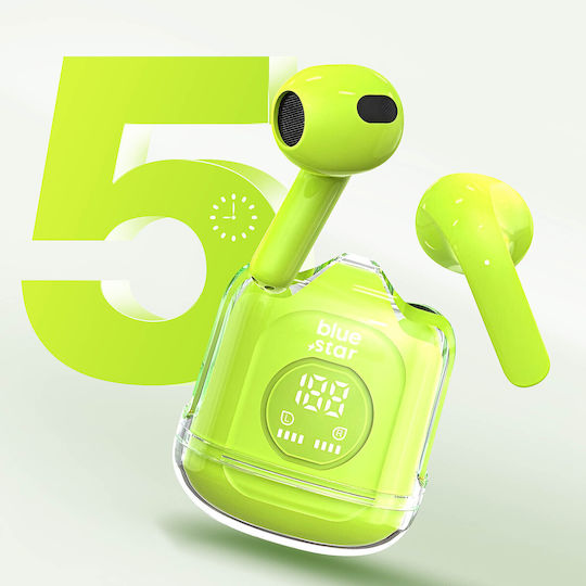 Blue Star Fi22 Earbud Bluetooth Handsfree Ακουστικά με Θήκη Φόρτισης Πράσινα