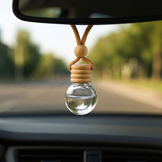 Car Air Freshener Bottle Oval 3.8×2.2x5.2cm 10ml Wooden Cap Cord