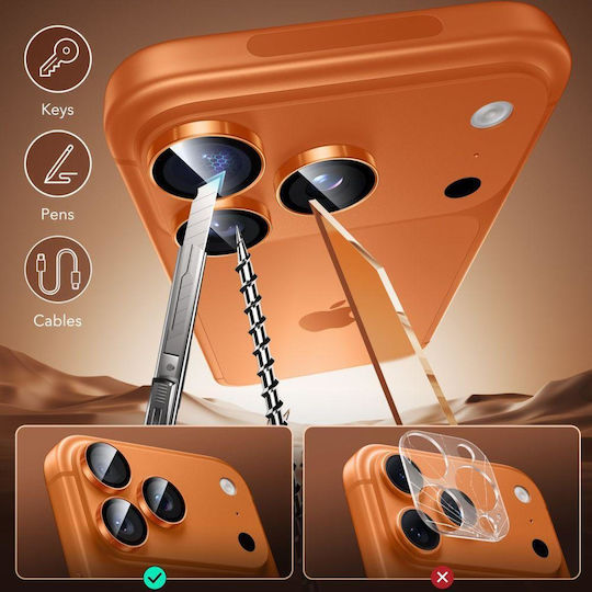 ESR Armorite Kameraschutz Gehärtetes Glas Orange für das iPhone 14 Pro, 14 Pro Max, 15 Pro, 15 Pro Max, 16 Pro, 16 Pro Max, 17 Pro, 17 Pro Max