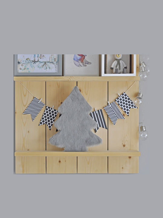 Arbore Decorativ De Crăciun Din Lemn Cu Blană 30x24.5cm