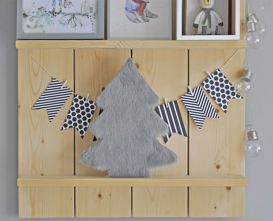 Wooden Decoration Furry Christmas Tree 30x24.5cm