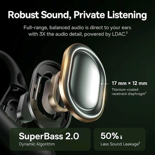 Baseus Eli Sport 2 Open Ear Bluetooth Handsfree Ακουστικά με Αντοχή στον Ιδρώτα και Θήκη Φόρτισης Μαύρα