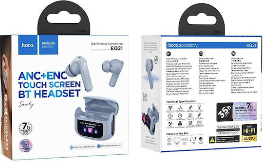 Hoco EQ21 In-ear Bluetooth Handsfree Earphones with Charging Case Blue