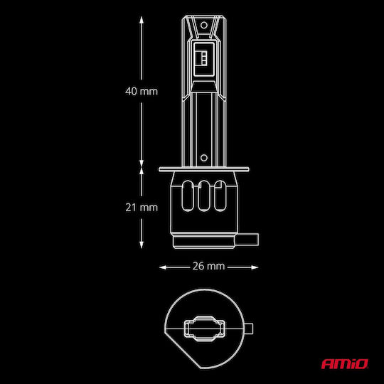 AMiO LED Car Lamps F26 Pro Series H1 12/24V 68W 2900-3550lm 6.000K Full Can-bus Plug&Play 2 Pcs 04869/am 04869/am 04869/am