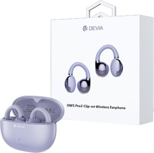 Devia EM402 Pro2 In-ear Bluetooth Handsfree Ακουστικά με Θήκη Φόρτισης Μωβ