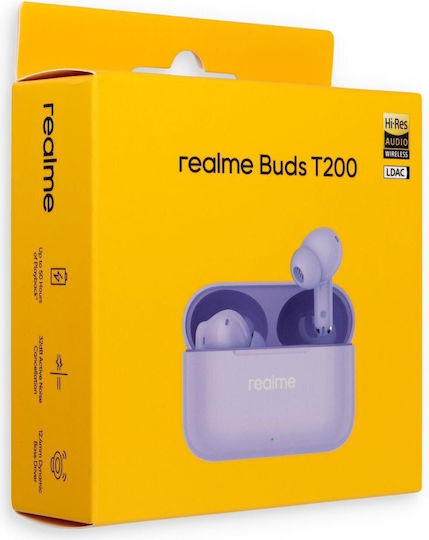 Realme T200 In-ear Bluetooth Handsfree Ακουστικά με Αντοχή στον Ιδρώτα και Θήκη Φόρτισης Dreamy Purple