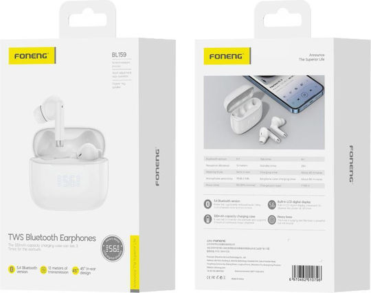 Foneng BL159 In-ear Bluetooth Handsfree Căști cu Carcasă de Încărcare Alb