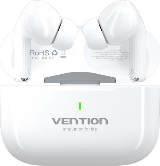 Vention Echo Lite E11 In-ear Bluetooth Handsfree Ακουστικά με Αντοχή στον Ιδρώτα και Θήκη Φόρτισης Λευκά