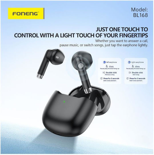 Foneng BL168 Earbud Bluetooth Handsfree Căști cu Carcasă de Încărcare Alb