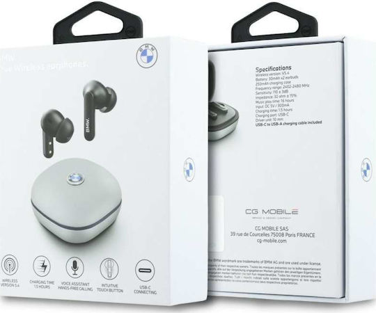 BMW Leder Metall Logo In-Ear Bluetooth Kopfhörer Mit Ladekoffer Taupe