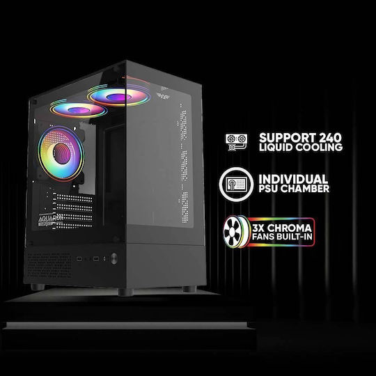 Armaggeddon Aquaron Duplex 2 Chroma Mikro-Turm Computergehäuse Schwarz