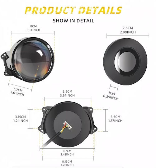 3d Led Headlights Halogen Devil Eyes 3 Inch 8cm 12v Projector Lenses Mobile App