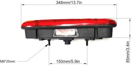 Комплект LED Фарове за Камион Десен + Ляв Щепсел 24V Спирачки Мигач Обратен Ход Движение 348mm X 125mm X 85mm Fzst0666-+-st0667