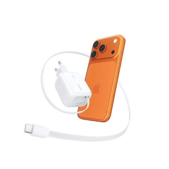 Belkin Φορτιστής με Ενσωματωμένο Καλώδιο GaN USB-C 45W Power Delivery Λευκός (BOOST Charge Pro)