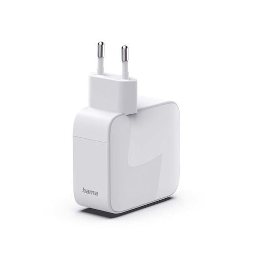 HAMA Зарядно Устройство GaN с USB-C Изходен Порт и USB-C Кабел 30W Power Delivery Бял 00201956