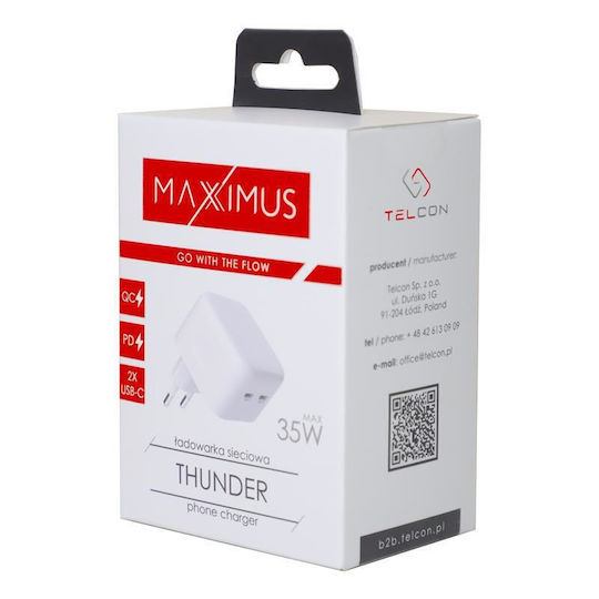 Maxximus Ladegerät ohne Kabel 35W Stromlieferung Weißs