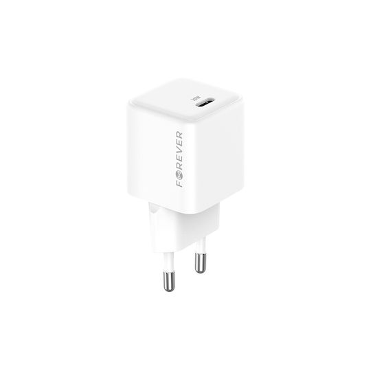 Forever Charger Without Cable GaN with USB-C Port 20W Power Delivery Whites (TC-08-20C)