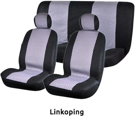 Autoline Σετ Καλύμματα Αυτοκινήτου 6τμχ Βελουτέ Velour-Jacquard Lugano Γκρι