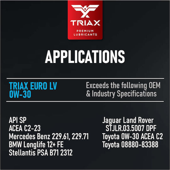 Triax Euro LV Λάδι Αυτοκινήτου 0W-30 0.946lt