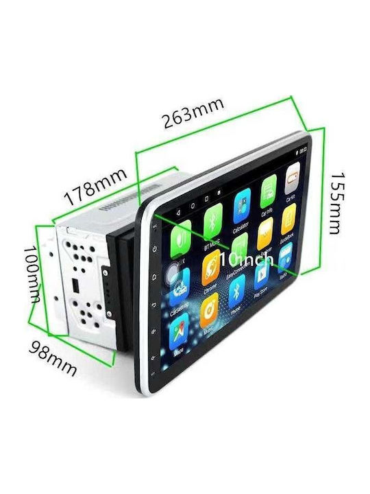 Auto-Audiosystem 2 DIN Bluetooth USB AUX WiFi GPS Apple CarPlay Android Auto mit 10" Touchscreen