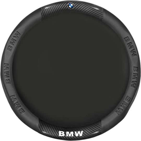 Car Steering Wheel Cover with Diameter 37cm Synthetic Black with Black Stitching