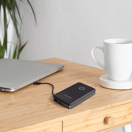 Energenie Магнитна Стойка MagSafe Външна Батерия 10000mAh 15W Power Delivery Черна