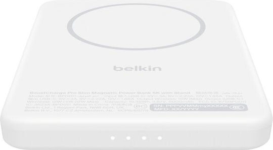 Belkin BoostCharge Slim Magnetic MagSafe Power Bank 5000mAh 15W με Θύρα USB-C Power Delivery Λευκό