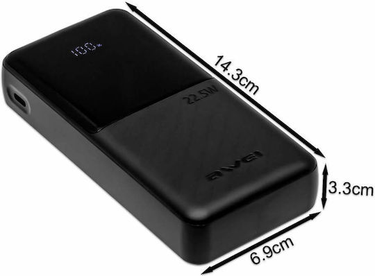 Awei P57K Power Bank 20000mAh 22.5W Μαύρο