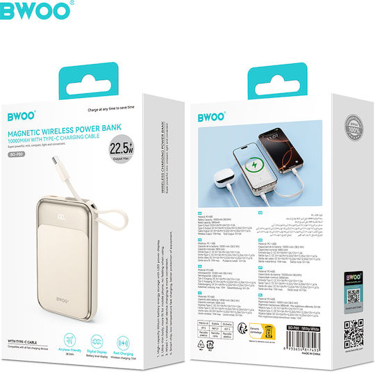 BWOO P80 Power Bank 10000mAh 20W with USB-C Port Power Delivery Black
