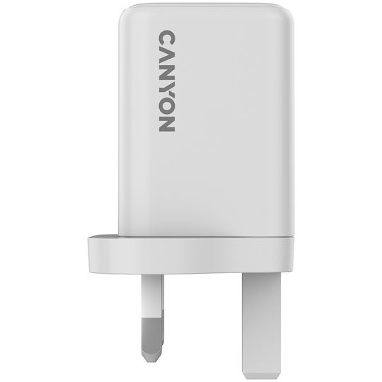 Canyon Φορτιστής με Ενσωματωμένο Καλώδιο GaN με Θύρα USB-A και Θύρα USB-C 45W Power Delivery Λευκός