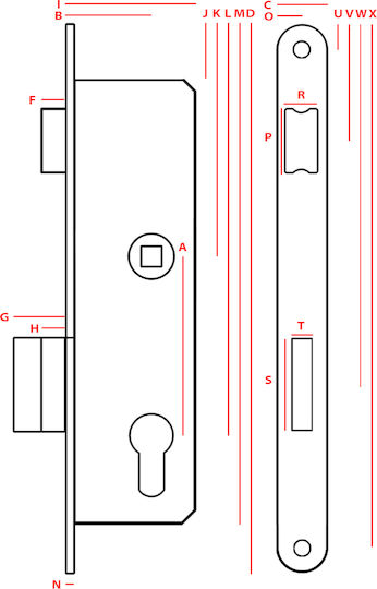 Recessed Lock Left