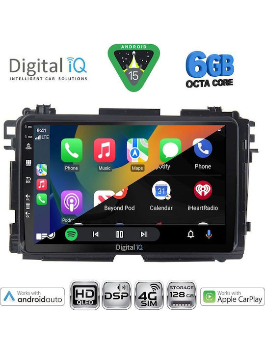 Digital IQ Автомобилна Аудио Система за Honda HR-V 2015-2021 (Bluetooth/USB/Вграден Wi-Fi/GPS/Apple CarPlay/Android Auto) с Touch Screen 9"