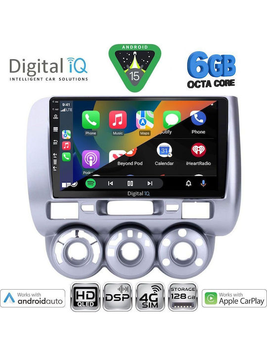 Digital IQ Car Audio System for Honda Jazz 2002-2008 with A/C (Bluetooth/USB/WiFi/GPS/Apple CarPlay/Android Auto) with 9" Touch Screen