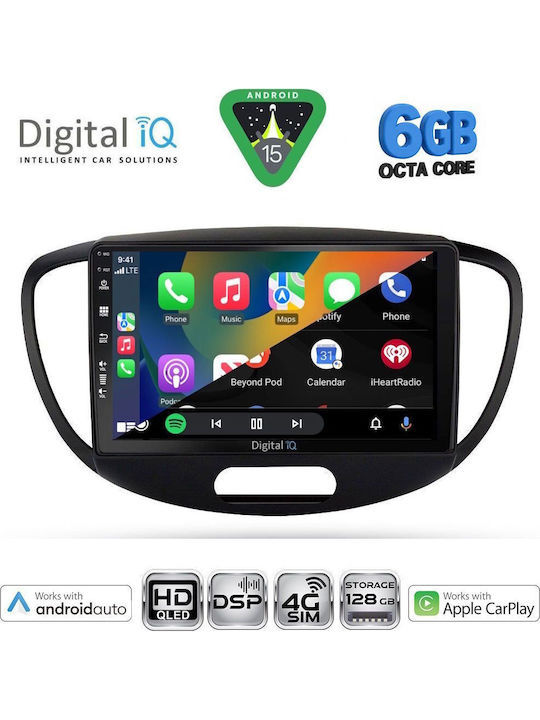 Digital IQ Car Audio System for Hyundai i10 2008-2013 Bluetooth USB WiFi GPS Apple CarPlay Android Auto with 9" Touch Screen