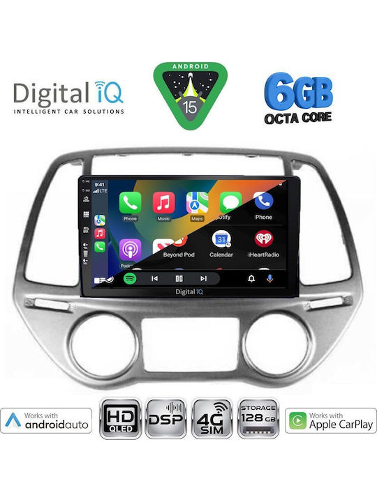 Digital IQ Car Audio System for Hyundai i20 2008-2012 with Clima (Bluetooth/USB/WiFi/GPS/Apple CarPlay/Android Auto) with 9" Touch Screen