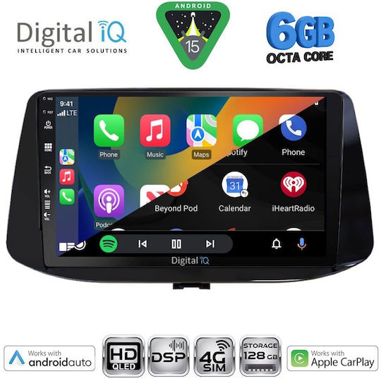 Digital IQ Ηχοσύστημα Αυτοκινήτου για Hyundai i30 (Bluetooth/USB/WiFi/GPS/Apple-Carplay/Android-Auto) με Οθόνη Αφής 9"